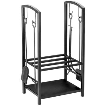 Leñero De Interior Kekai Semiround 92x55x21 Cm Diseño Curvado Con  Estructura De Acero Galvanizado, Color Negro con Ofertas en Carrefour