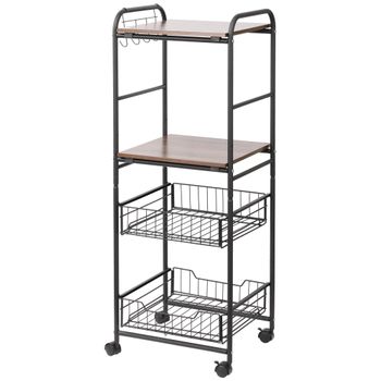 Carro Organizador De Cocina Verdulero Ruedas 4 Niv 40 Kg