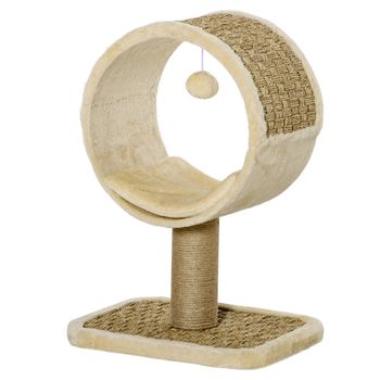 Árbol Gatos De Aglomerado Yute Felpa Algas 40x30x56 Cm-pawhut. Beige