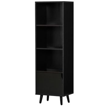 HOMCOM Estantería Librería con 6 Compartimentos Abiertos 1 Cajón y Patas de  Madera para Almacenamiento de Libros Juguetes CDs Plantas 50x29,5x120 cm  Blanco