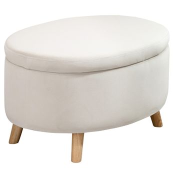 Otomana Puff De Poliéster Espuma Madera Homcom 71x51,5x42 Cm-beige