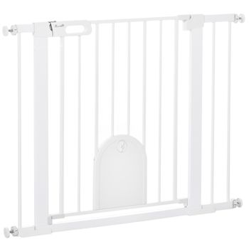 Barrera De Seguridad Perros De Acero Abs 75-103x76 Cm-pawhut. Blanco