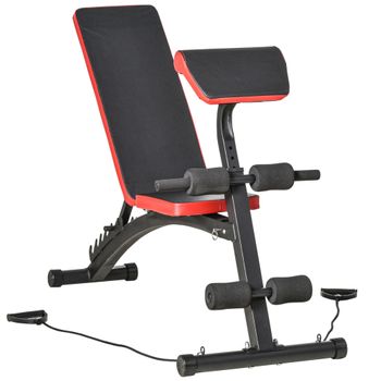 HOMCOM Banco Abdominales Plegable Ajustable en Altura con Soporte