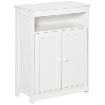 Armario De Suelo Baño De Melamina De Madera Homcom 60x30x80 Cm-blanco