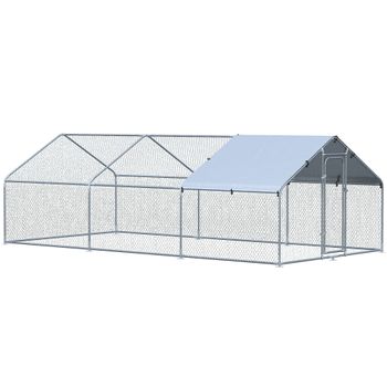 Gallinero de exterior grande para 8-12 gallinas 3x4x2 m - Plata