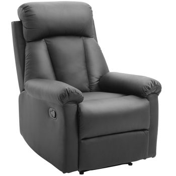 Sillón Relax Elegante - Butaca Reclinable - 102x60x92 cm - Asiento cómodo -  Cuero sintético PU - Negro [en.casa]®