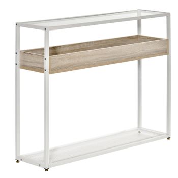 Mesa Consola De Aceco Vidrio Templado Homcom 108x28x85 Cm-blanco