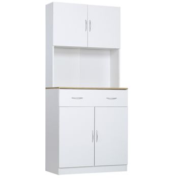 Armario Alacena De Cocina De Melamina Homcom 80x40x180 Cm-blanco