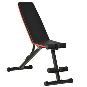 HOMCOM Banco Abdominales Plegable Ajustable en Altura con Soporte Poplíteo  Regulable Ideal Hogar y Gimnasio 137x51x50-66 cm Negro