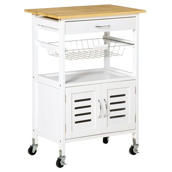 Carrito De Cocina De Mdf Madera De Pino Homcom 40x30x76 Cm - Madera con  Ofertas en Carrefour