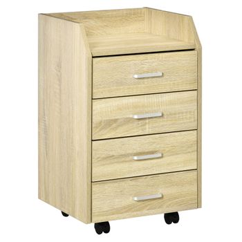 Cajonera Oficina Madera 3 Cajones Ruedas Y Cerradura 51,5x40x55 Cm Gris  Grafito Ofilike con Ofertas en Carrefour