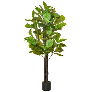 Planta Artificial Higuera De Pe Cemento Homcom Ø17x155 Cm-verde