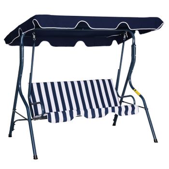 Columpio De Metal Poliéster Tela Oxford 170x110x153 Cm-outsunny.azul