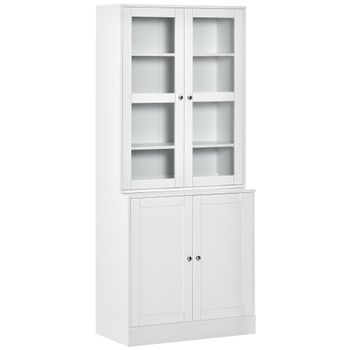 Vitrina De Mdf Vidrio Templado Homcom 76x40x178,5 Cm-blanco