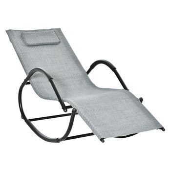 Mecedora De Exterior De Metal Texteline 61x160x79 Cm-outsunny. Gris