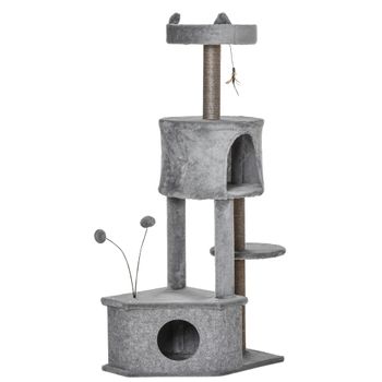 Árbol Gatos De Aglomerado Felpa Sisal Fieltro 60x40x133cm-pawhut.gris