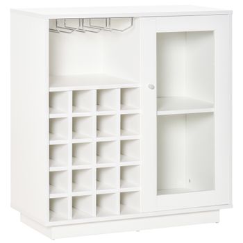 Aparador De Cocina De Metal Melamina Cristal Homcom 80x36x85cm-blanco