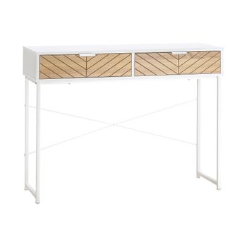 Mesa Consola De Melamina De Madera Metal Homcom 100x30x75 Cm-blanco