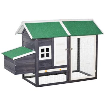 Gallinero Exterior De Madera De Abeto Metal 170x81x110 Cm-pawhut.gris