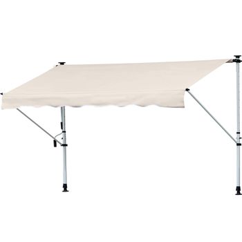 Toldo Manual Retráctil De Metal Poliéster 4x1,2x2,8 M-outsunny.beige