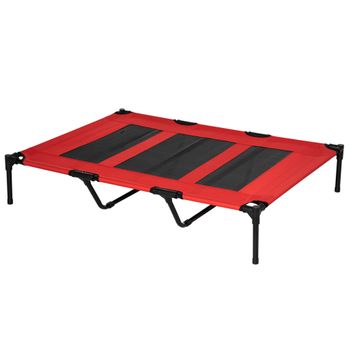 Cama Elevada Para Perros De Metal Tela Oxford 122x92x23cm-pawhut.rojo