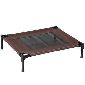 Cama Elevada Perros De Tela Oxford Acero 76x61x18 Cm-pawhut.marrón