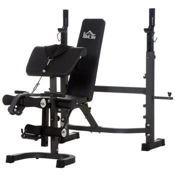 Banco De Musculación Inclinable Homcom Acero Pu, 187x140x136cm, Negro