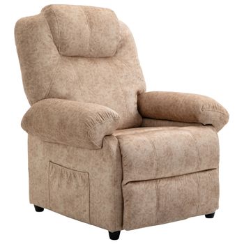 Sillón Con Reposapiés De Pana Espuma Acero Homcom 68x91,5x88 Cm-beige con  Ofertas en Carrefour