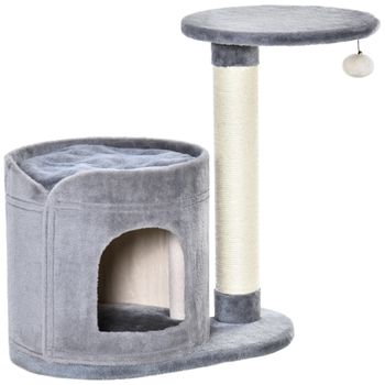 Árbol Rascador Gatos De Aglomerado Felpa Sisal 55x36x59cm-pawhut.gris