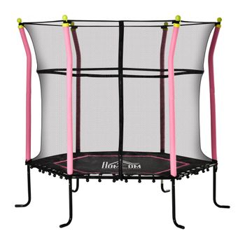 Cama Elástica Infantil Con Superficie De Salto Ø120 Cm Rosa Homcom