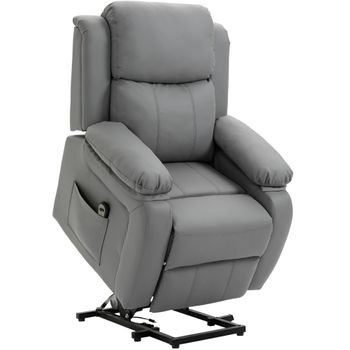 HOMCOM sillón de salón con otomana reposapiés tapizado microfibra sillón  relax reclinable 135° giratorio 360