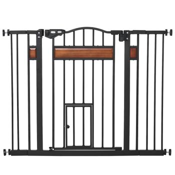 Barrera Seguridad Perros De Acero Plástico 74-105x76,2cm-pawhut.negro