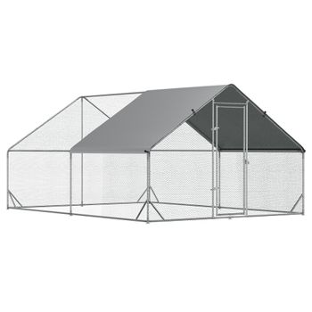 Gallinero De Exterior De Acero Galvanizado Pe 3x4x2 M - Pawhut. Plata