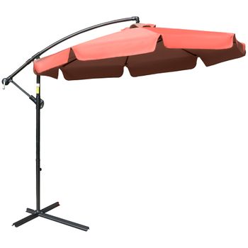 Sombrilla de Jardín Ø293x240 cm Parasol Excéntrico con Rotación de 360°  Manivela Base Cruzada y