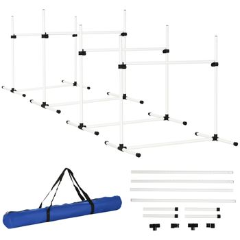 Set Agilidad Perros Ajustable De Pe Pvc Abs 99x65x94 Cm-pawhut.blanco