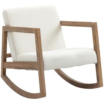 Silla Mecedora De Madera Borreguito Espuma Homcom 60x81x71 Cm-crema