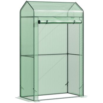 Invernadero de terraza con 4 estantes Outsunny 69x49x158 cm verde