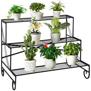 Estantería Para Plantas 3 Niveles De Metal 95x63x72 Cm-outsunny.negro