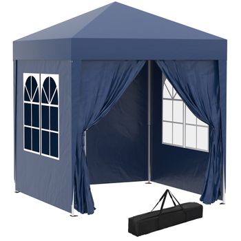 Carpa Plegable Jardín De Acero Tela Oxford 2x2x2,4 M - Outsunny. Azul