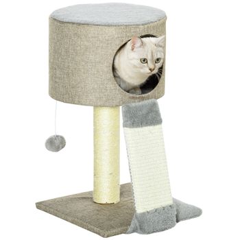 Rascador Gatos De Aglomerado Felpa Sisal 30x30x50cm-pawhut.beige