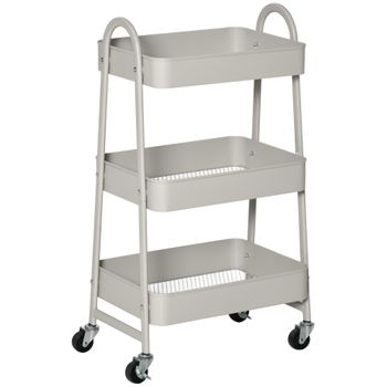 Carrito De Cocina Con Ruedas De Acero Pp Homcom 45x31x79,4 Cm-gris