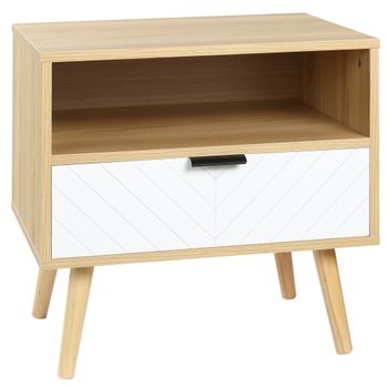 Mesita De Noche De Melamina Homcom 50x39,5x49,5cm Madera Natural