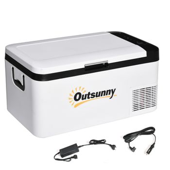 Nevera Portátil Compresor Outsunny Abs Pp, 58,5x33,5x29,2cm, Blanco