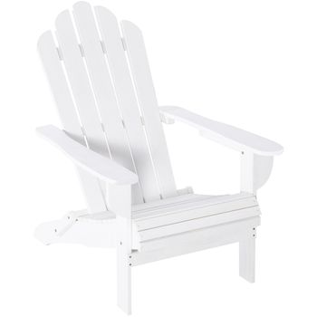 Silla Adirondack De Madera De Pino 73x88x93 Cm-outsunny. Blanco