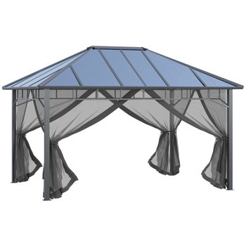 Cenador Jardín De Aluminio Metal Policarbonato 4x3x2,8m-outsunny.gris