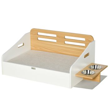 Cama Perros De Madera Poliéster Espuma 100x56x39 Cm-pawhut.blanco