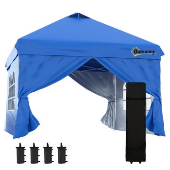 Carpa Plegable De Metal Tela Oxford 3x3x2,84m-outsunny.azul