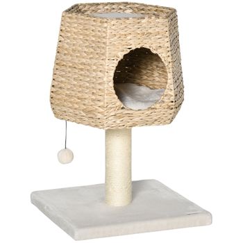 Árbol Gatos De Aglomerado Juncos Sisal Felpa 45x45x66 Cm-pawhut.crema