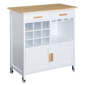 Carro De Cocina De Bambú Y Madera De Pino Homcom 76x40x88 Cm-blanco