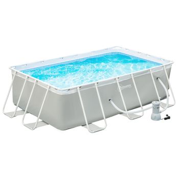 Piscina Desmontable Tubular De Acero Pvc 340x215x80 Cm-outsunny.gris